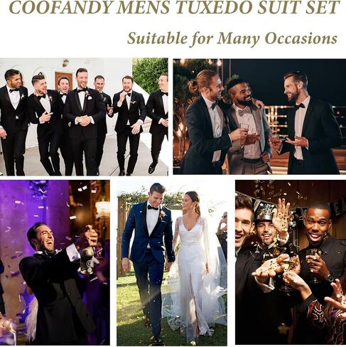 Coofandy Mens Tuxedo Suit Set Slim Fit 2 قطعة لباس بدلة شال للبصفقة سراويل سروال سروال لحفل حفل زفاف عشاء حفلة موسيقية in Saudi Arabia