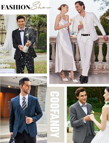COOFANDY MEN'S 3 قطع دعاوى كلاسيكية ملائمة 2 الأزرار بدلة مجموعة الزفاف عشاء عشاء سترة سترة سترة in Saudi Arabia