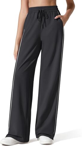 G4Free Womens Lightweight Track Pant مع جيوب عريضة الساقين الركض سراويل السراويل غير الرسمية in Saudi Arabia