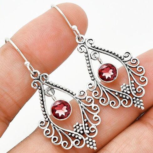 Natural Gemstones Round Shape 925 Sterling Silver Earrings E-1075 AGE1002 in Saudi Arabia