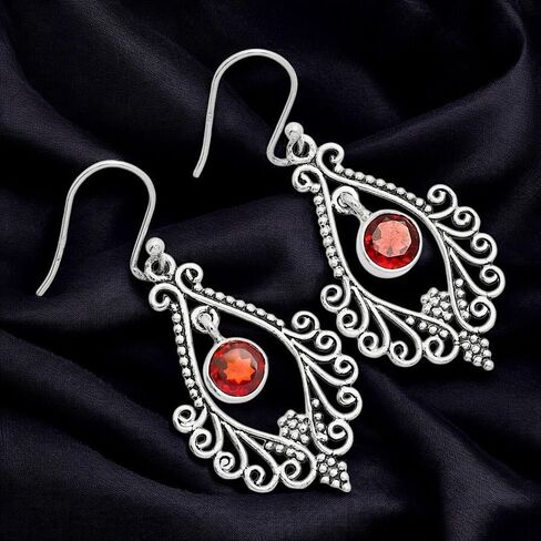 Natural Gemstones Round Shape 925 Sterling Silver Earrings E-1075 AGE1002 in Saudi Arabia