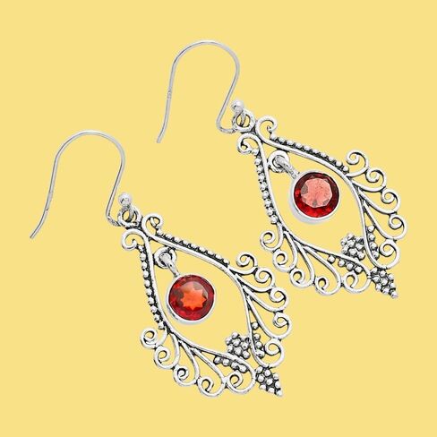 Natural Gemstones Round Shape 925 Sterling Silver Earrings E-1075 AGE1002 in Saudi Arabia