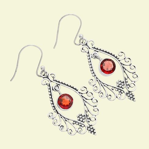 Natural Gemstones Round Shape 925 Sterling Silver Earrings E-1075 AGE1002 in Saudi Arabia