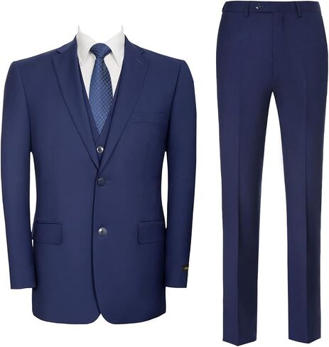 AMY ZHU Men's 3 Piece Suit Classic Fit Blazer Vest and Pants Set with Hidden Expandable Waist Business Wedding Formal Suit in Kuwait