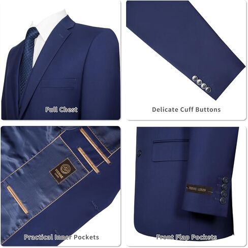 AMY ZHU Men's 3 Piece Suit Classic Fit Blazer Vest and Pants Set with Hidden Expandable Waist Business Wedding Formal Suit in Kuwait