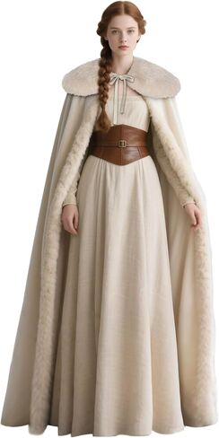 Joukavor Renaissance Velvet Cape مع طوق فراء الفايكنج للنساء هالوين زي in Kuwait