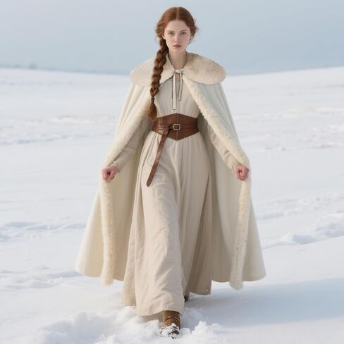 Joukavor Renaissance Velvet Cape مع طوق فراء الفايكنج للنساء هالوين زي in Kuwait