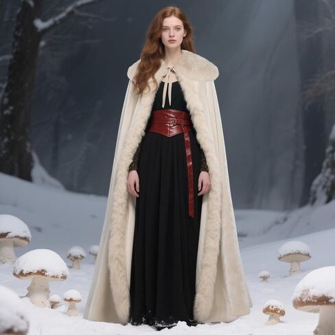 Joukavor Renaissance Velvet Cape مع طوق فراء الفايكنج للنساء هالوين زي in Kuwait