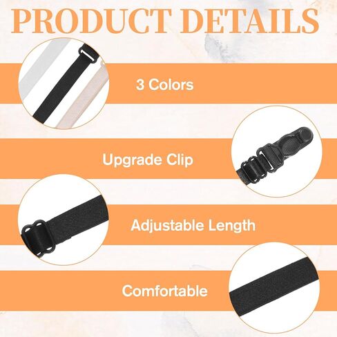 12 PCS Bra Strap Clips Holder Women's, Bra Strap Holders for Slipping Elastic Adjustable Non-Slip Straps Bras Band Extender Shoulder Bras Clips to Make Racerback for Women Girls (Black, Beige, White) in Saudi Arabia
