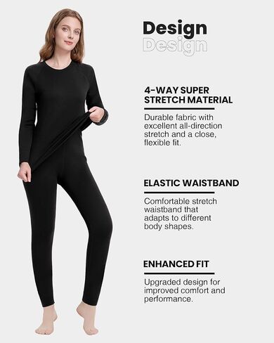 Women's 100% Merino Wool Base Layer Sets Lightweight Active Base Layer for Ski in Kuwait