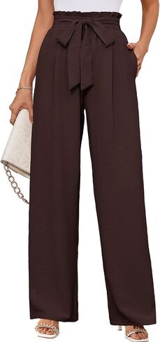 KORSIS Women's Wide Leg Lounge Pants Lightweight High Waisted Loose Work Elastic Casual Outfits Trousers with Pockets (S-2XL) in Saudi Arabia