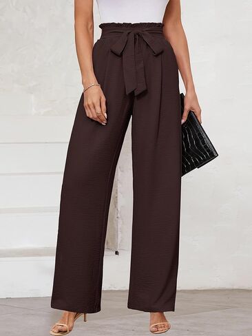 KORSIS Women's Wide Leg Lounge Pants Lightweight High Waisted Loose Work Elastic Casual Outfits Trousers with Pockets (S-2XL) in Saudi Arabia