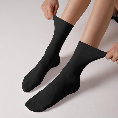 Womens Viscose Bamboo Crew Socks عجل عجل رفيع الجوارب الجوارب الناعمة فوق جورب الكاحل 3-5 أزواج in Kuwait