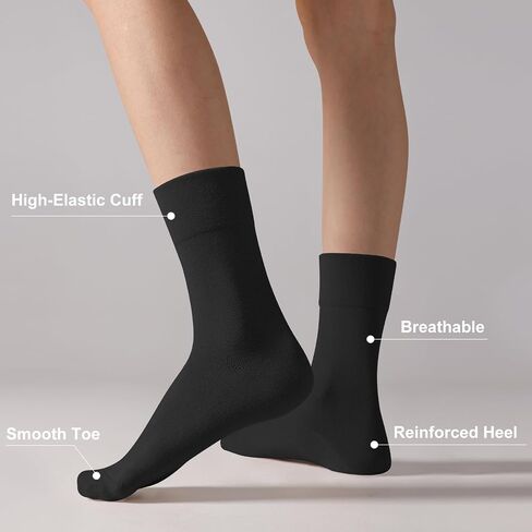 Womens Viscose Bamboo Crew Socks عجل عجل رفيع الجوارب الجوارب الناعمة فوق جورب الكاحل 3-5 أزواج in Kuwait