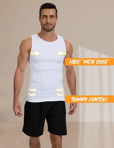 Mens Body Shaper Slimming Shirt Mens Compression Tank Top Shapewear Vest in Saudi Arabia