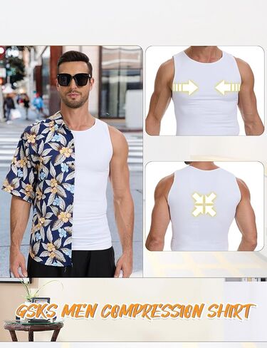 Mens Body Shaper Slimming Shirt Mens Compression Tank Top Shapewear Vest in Saudi Arabia