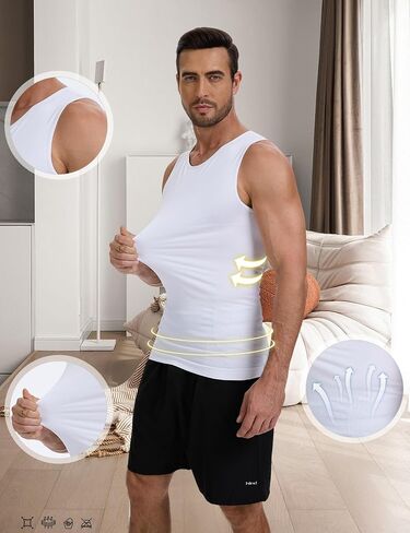 Mens Body Shaper Slimming Shirt Mens Compression Tank Top Shapewear Vest in Saudi Arabia