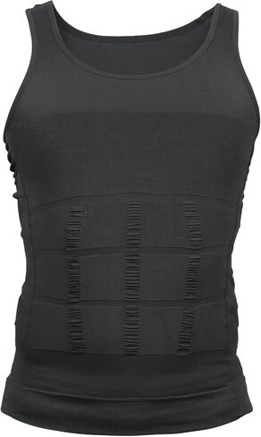 Men Body Slimming Tummy Shaper Control Underwear, Stretch Shapewear Waist Girdle Shirt, Nylon, L, Gray in Saudi Arabia