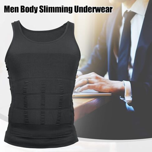 Men Body Slimming Tummy Shaper Control Underwear, Stretch Shapewear Waist Girdle Shirt, Nylon, L, Gray in Saudi Arabia