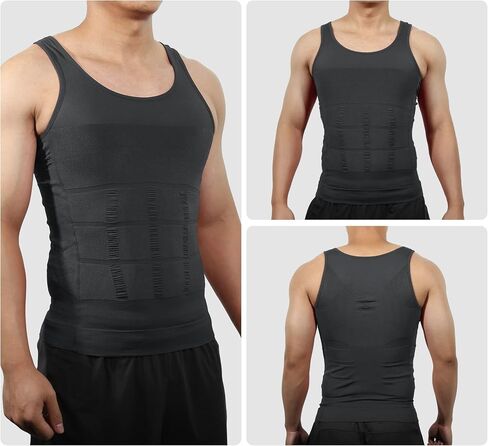 Men Body Slimming Tummy Shaper Control Underwear, Stretch Shapewear Waist Girdle Shirt, Nylon, L, Gray in Saudi Arabia