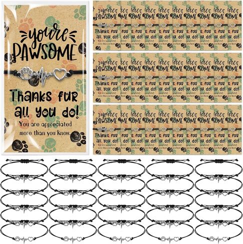Sasylvia 30 Set Vet Tech Week Gifts Bracelet Bracelet Inspiral مع بطاقة تحفيزية Fawsome ، شكرًا لك هدية على فني بيطري الطبيب الممرضة. in Kuwait
