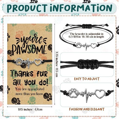 Sasylvia 30 Set Vet Tech Week Gifts Bracelet Bracelet Inspiral مع بطاقة تحفيزية Fawsome ، شكرًا لك هدية على فني بيطري الطبيب الممرضة. in Kuwait