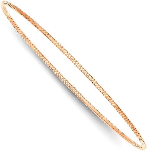 IceCarats 14K Solid 1.5mm Rose Pink Gold Slip On Bangle Bracelet in Saudi Arabia