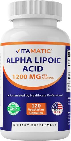 Vitamatic Alpha Lipoic Acid 1200mg Per Serving, 120 Capsules - Gluten Free, Vegetarian Capsules, Soy Free & Non-GMO in Saudi Arabia