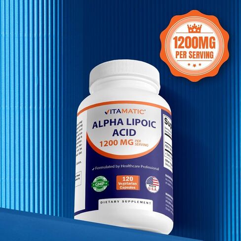 Vitamatic Alpha Lipoic Acid 1200mg Per Serving, 120 Capsules - Gluten Free, Vegetarian Capsules, Soy Free & Non-GMO in Saudi Arabia