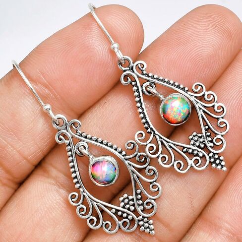 Natural Gemstones Round Shape 925 Sterling Silver Earrings E-1075 AGE1002 in Saudi Arabia