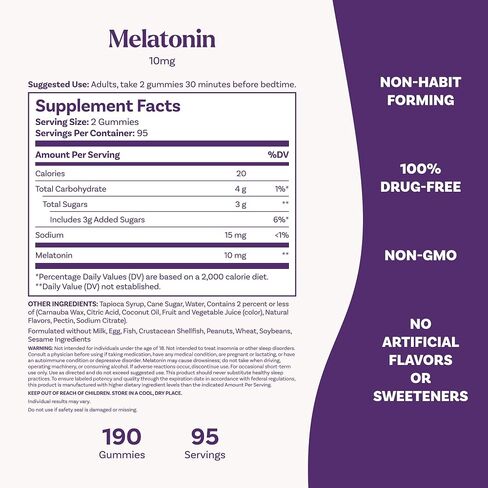 Natrol Melatonin Gummies, Sleep Support, 190 Strawberry-Flavored Adult Melatonin Gummies, 10 mg Sleep Aids for Adults in Saudi Arabia