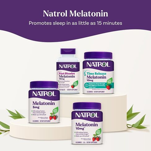Natrol Melatonin Gummies, Sleep Support, 190 Strawberry-Flavored Adult Melatonin Gummies, 10 mg Sleep Aids for Adults in Saudi Arabia