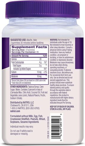 Natrol Melatonin Gummies, Sleep Support, 190 Strawberry-Flavored Adult Melatonin Gummies, 10 mg Sleep Aids for Adults in Saudi Arabia