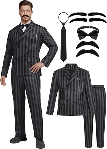 Adult Halloween Costume for Men Striped Suit for Role Cosplay Dinner Party Daily Use Christmas Gift in Saudi Arabia