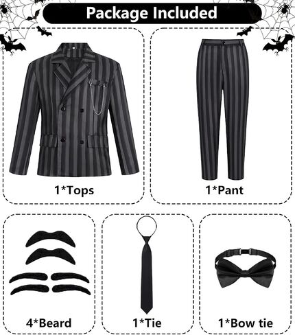 Adult Halloween Costume for Men Striped Suit for Role Cosplay Dinner Party Daily Use Christmas Gift in Saudi Arabia