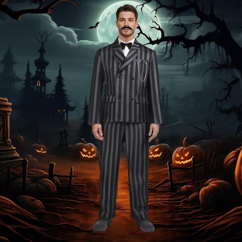 Adult Halloween Costume for Men Striped Suit for Role Cosplay Dinner Party Daily Use Christmas Gift in Saudi Arabia