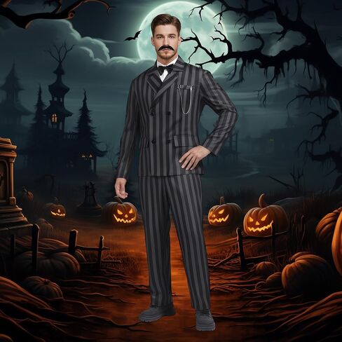 Adult Halloween Costume for Men Striped Suit for Role Cosplay Dinner Party Daily Use Christmas Gift in Saudi Arabia