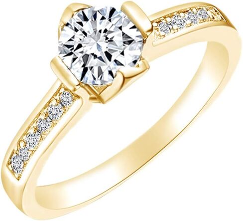AFFY Round Shape White Cubic Zirconia 14k Gold Over Sterling Silver Solitaire Engagement Ring in Saudi Arabia