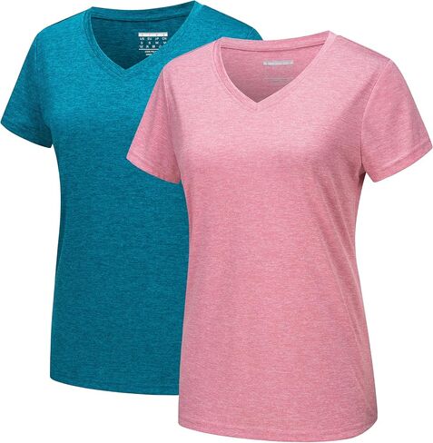 Magcomsen 2 Pack Womens Short Sleeve Tees Moisture Wicking Stirts Summer V Deck Runch Running Tops in Saudi Arabia