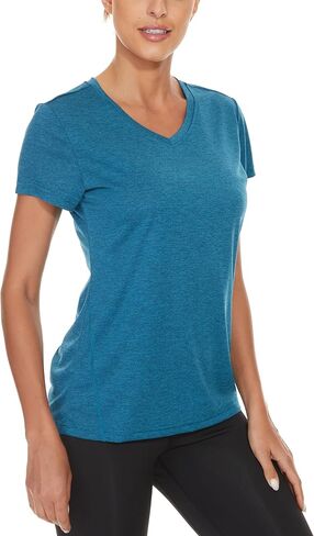 Magcomsen 2 Pack Womens Short Sleeve Tees Moisture Wicking Stirts Summer V Deck Runch Running Tops in Saudi Arabia