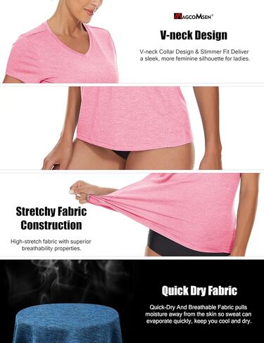 Magcomsen 2 Pack Womens Short Sleeve Tees Moisture Wicking Stirts Summer V Deck Runch Running Tops in Saudi Arabia
