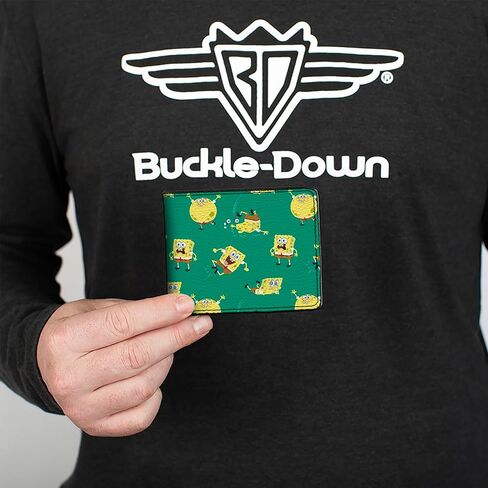 Buckle-Down SpongeBob SquarePants Wallet, Bifold, Spongebob Squarepants Poses Scattered Green, Vegan Leather in Saudi Arabia