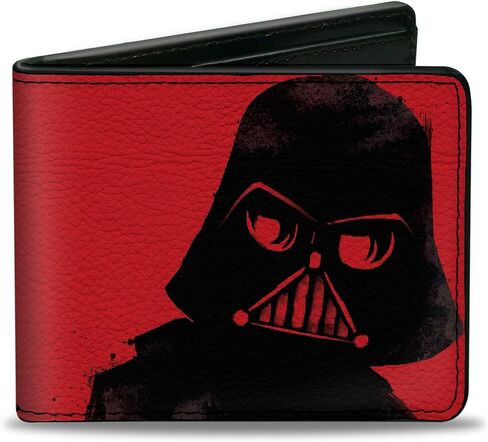 محفظة الرجال للرجال ، Bifold ، حرب النجوم دارث فيدر وجه جلب النظام إلى Galaxy Red ، جلد نباتي ، 4.0 "× 3.5" in Saudi Arabia
