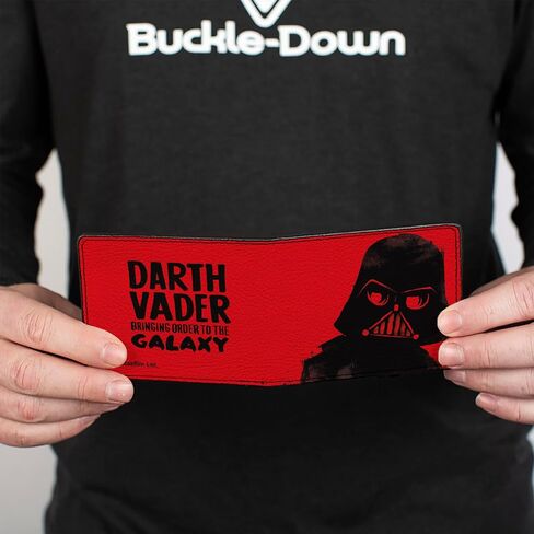 محفظة الرجال للرجال ، Bifold ، حرب النجوم دارث فيدر وجه جلب النظام إلى Galaxy Red ، جلد نباتي ، 4.0 "× 3.5" in Saudi Arabia
