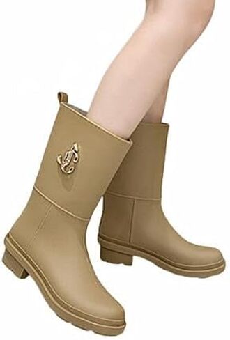 MGGMOKAY Women's Mid-Calf Rain Boots Waterproof Slip-Resistant Boots Comfortable Insoles Fashionable Gardening Outdoor Work Boot in Saudi Arabia