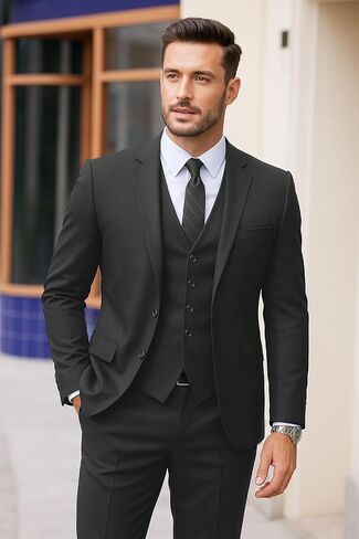 COOFANDY MEN'S 3 قطع دعاوى كلاسيكية ملائمة 2 الأزرار بدلة مجموعة الزفاف عشاء عشاء سترة سترة سترة in Saudi Arabia