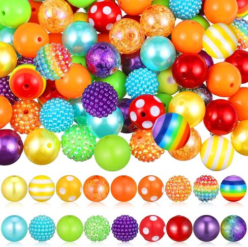 Sasylvia 100 Pcs 20mm Christmas Beads Kit 18 Styles Mixed Bubblegum Beads with Strings Lobster Clasps 20mm Red Green Gumball Spacer Bead Acrylic Chunky Beads for DIY Wreath Making and Home Decor in Saudi Arabia