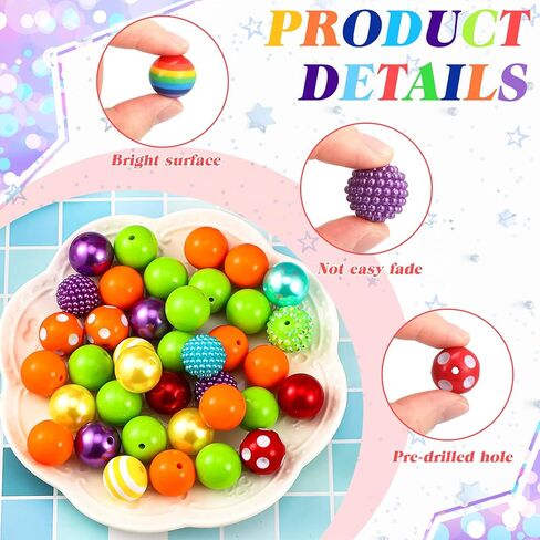 Sasylvia 100 Pcs 20mm Christmas Beads Kit 18 Styles Mixed Bubblegum Beads with Strings Lobster Clasps 20mm Red Green Gumball Spacer Bead Acrylic Chunky Beads for DIY Wreath Making and Home Decor in Saudi Arabia