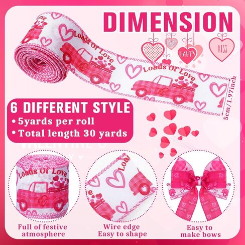 Tigeen 6 Roll Football Wired Edge Ribbon Ball Field Pattern Craft Ribbon Team Sports Burlap Rolls for Wreath Gift Wrapping Bow Sewing DIY Crafts Party Decor, 2 Inch x 30 Yards in Saudi Arabia
