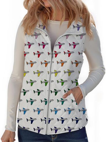 Sheshow Puffer Vest Women Funny Print Lightweight Up Slicfeless Quilted Sceed Stack in Saudi Arabia